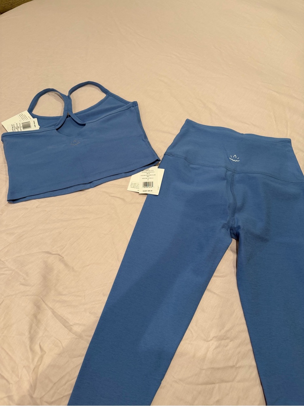 Beyond Yoga light blue Spacedye - Crop Tank & High-Waist Leggings